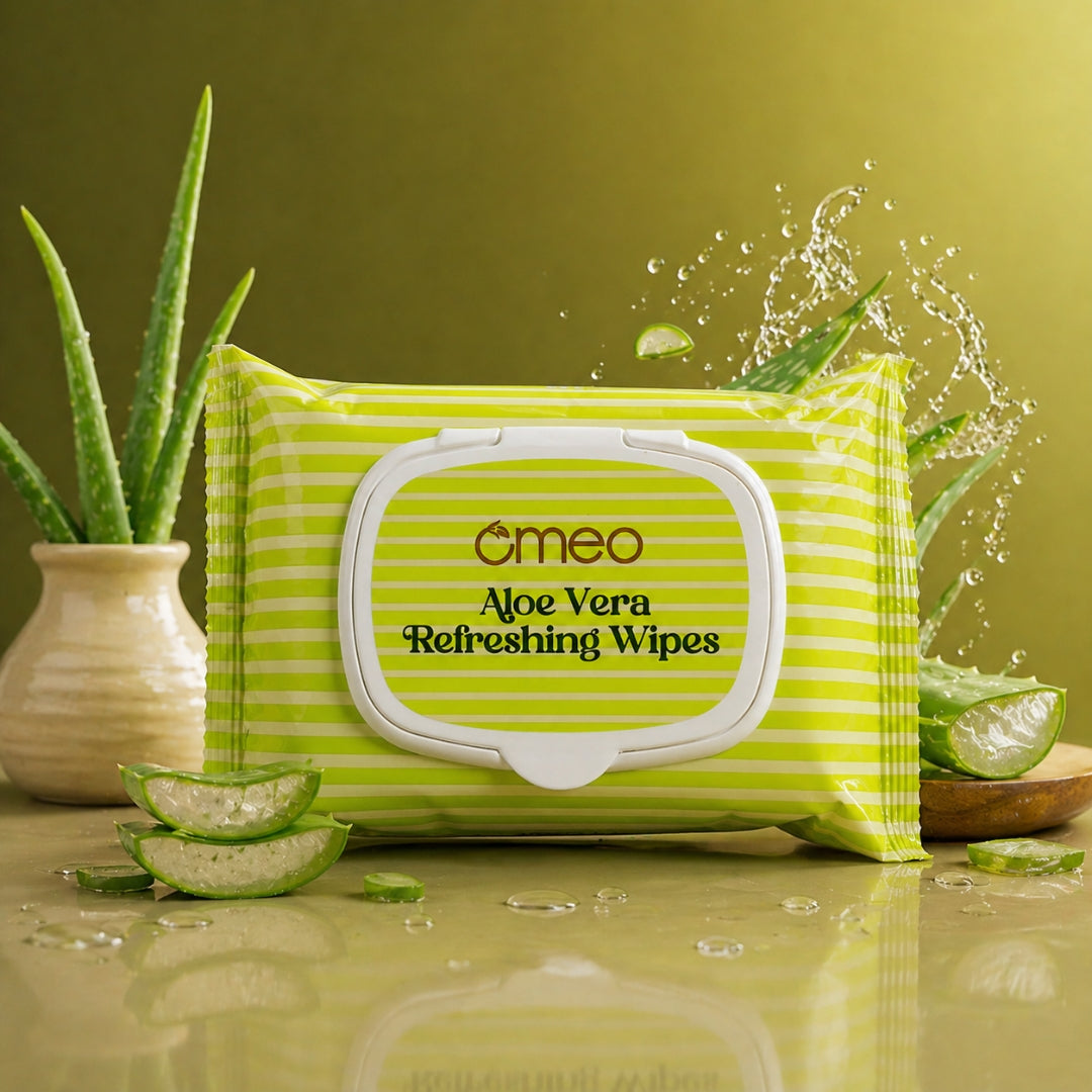 Omeo Aloe Vera Refreshing Wipes (Pack of 4)