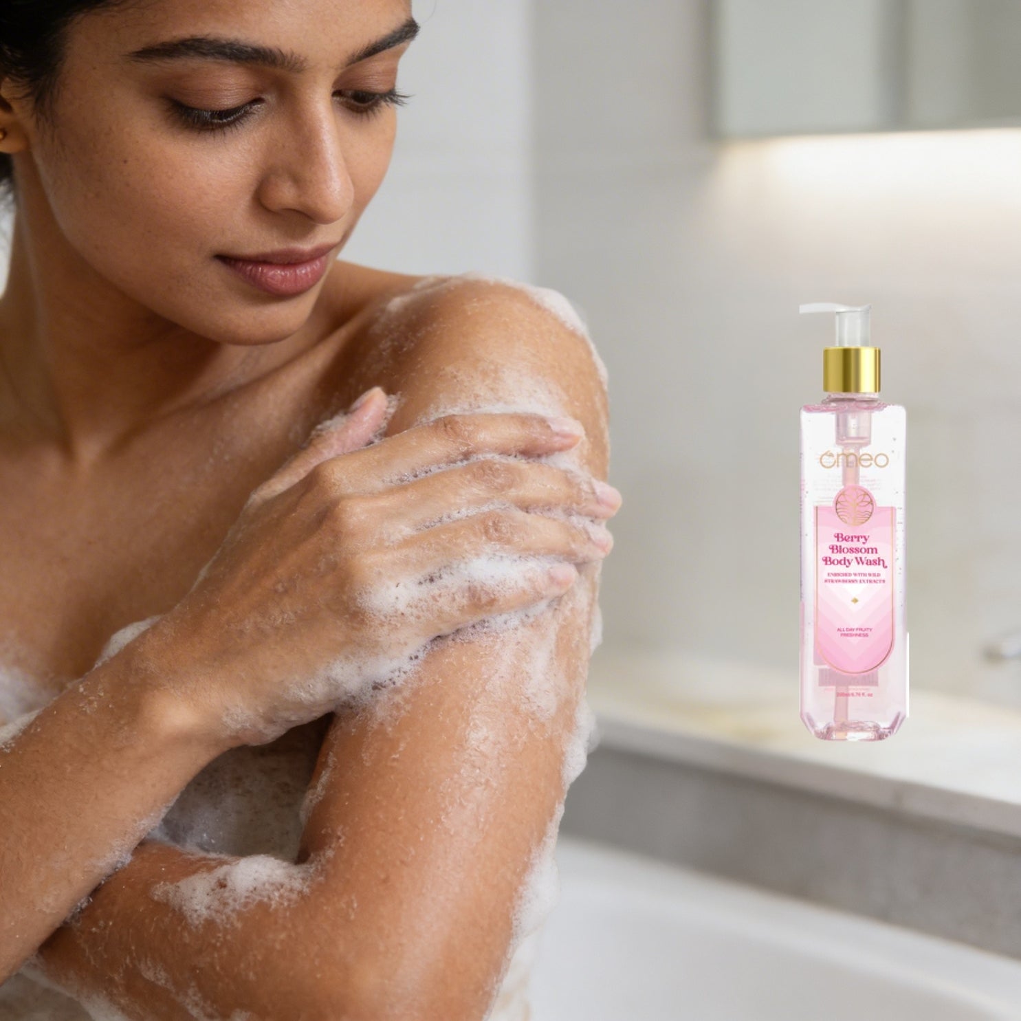 Massage gently to create a rich, fruity lather