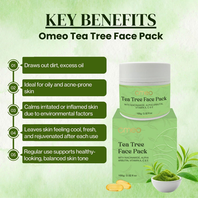 OMEO TEA TREE FACE PACK 100GM