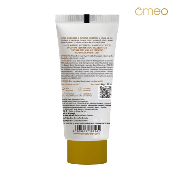 Omeo Sandalwood & Turmeric Sunscreen SPF 30 with PA++++
