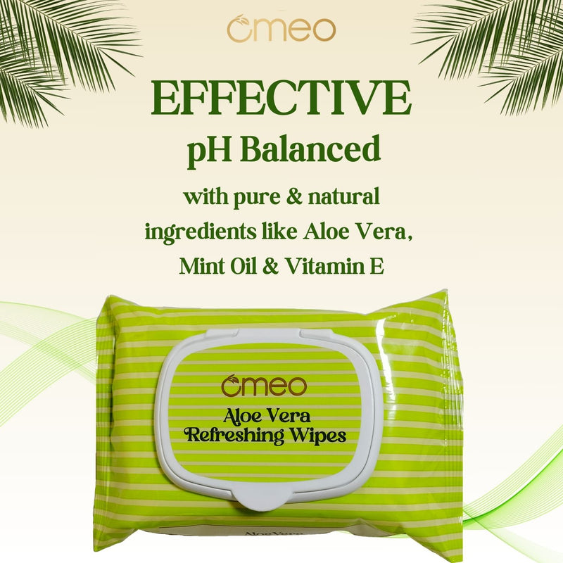 Omeo Aloe Vera Refreshing Wipes (Pack of 2)