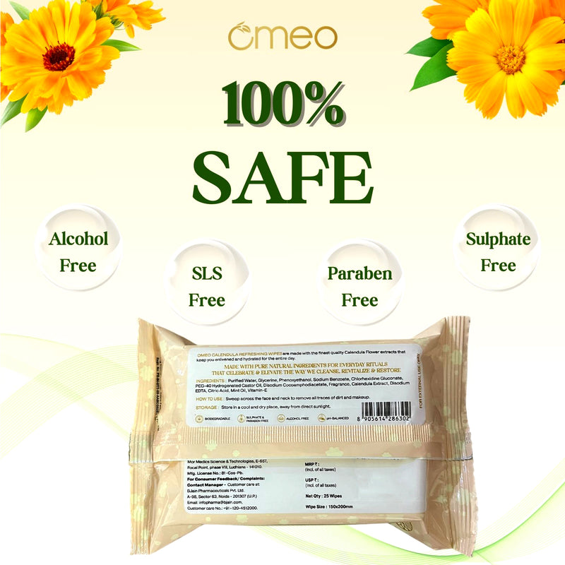 Omeo Calendula Refreshing Wipes (Pack of 6)