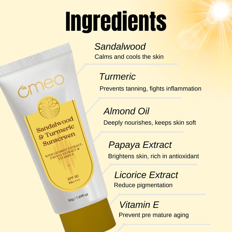 Omeo Sandalwood & Turmeric Sunscreen SPF 30 with PA++++