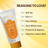 Omeo Sandalwood & Turmeric Sunscreen SPF 50 with PA++++ Protection 50G