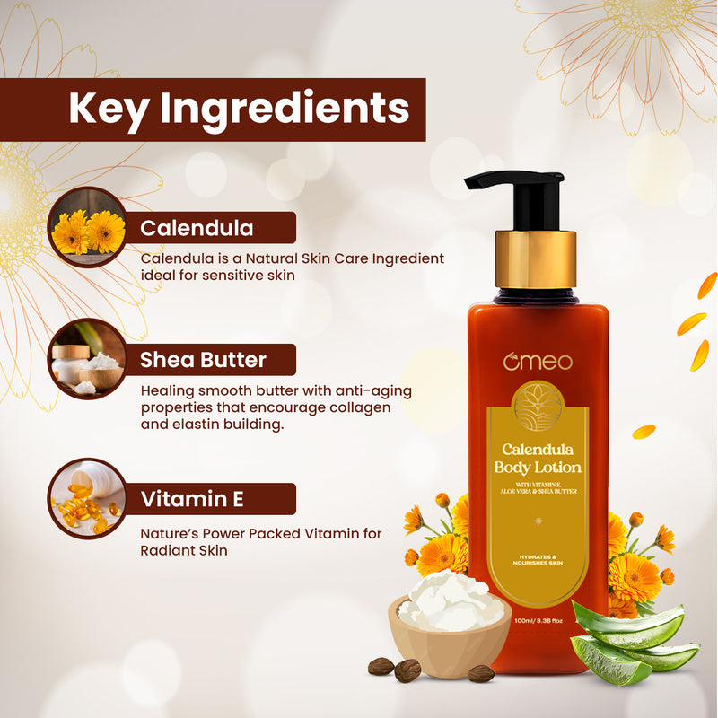 Omeo Calendula Body Lotion With Shea Butter, Hydrating (100ml)