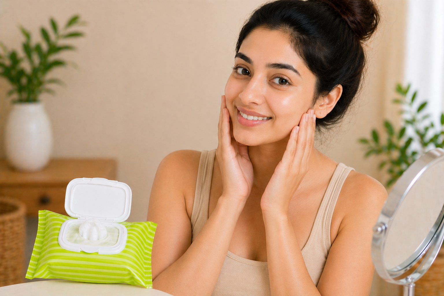 Dispose of the wipe and enjoy clean, refreshed skin.