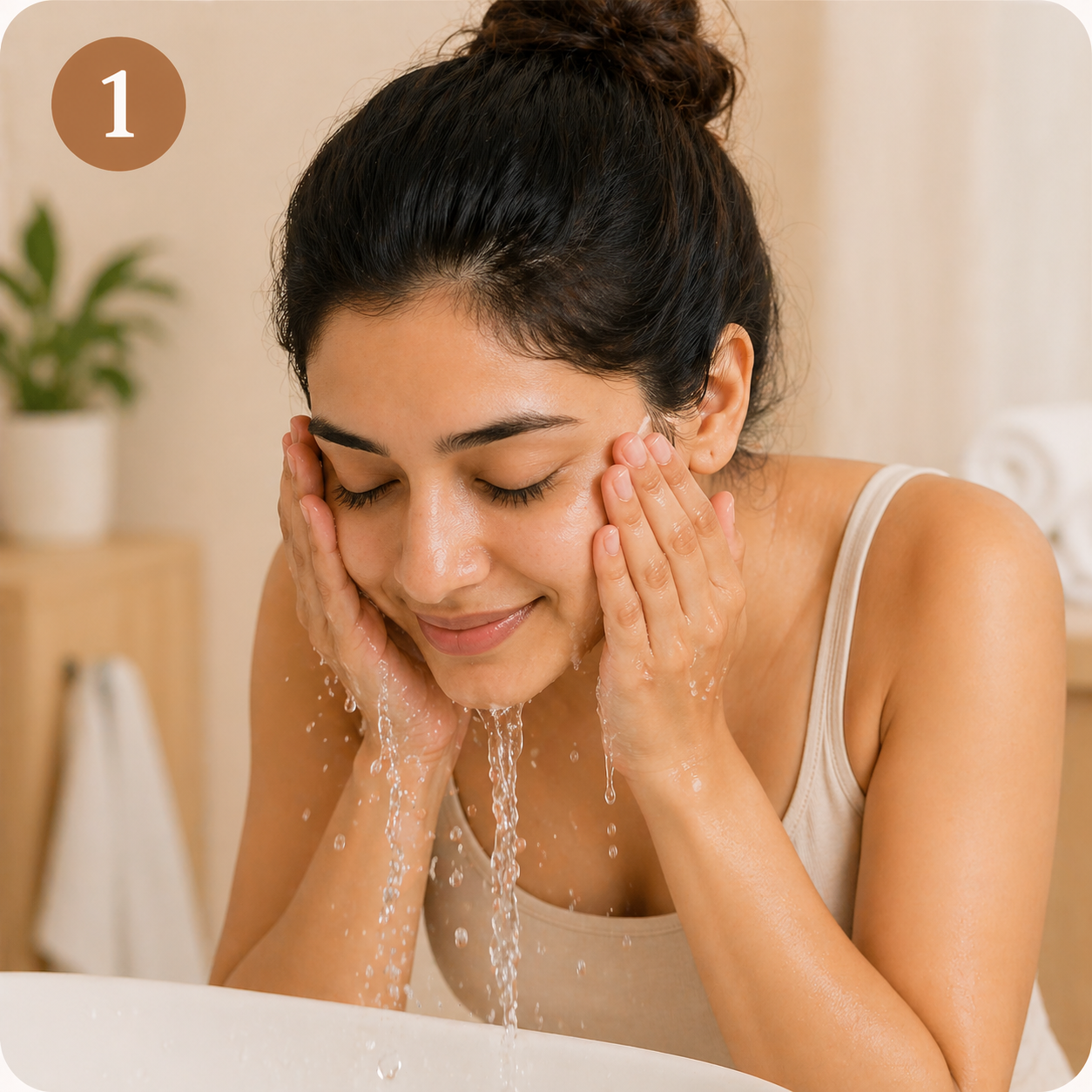 Wet your face with water.