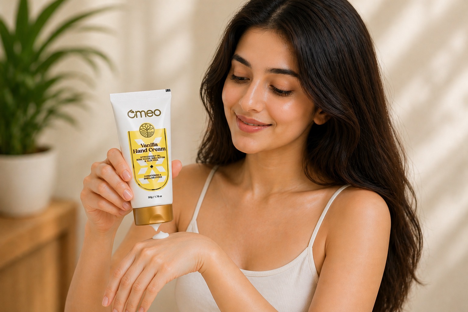 Take a small amount of cream on your hand.