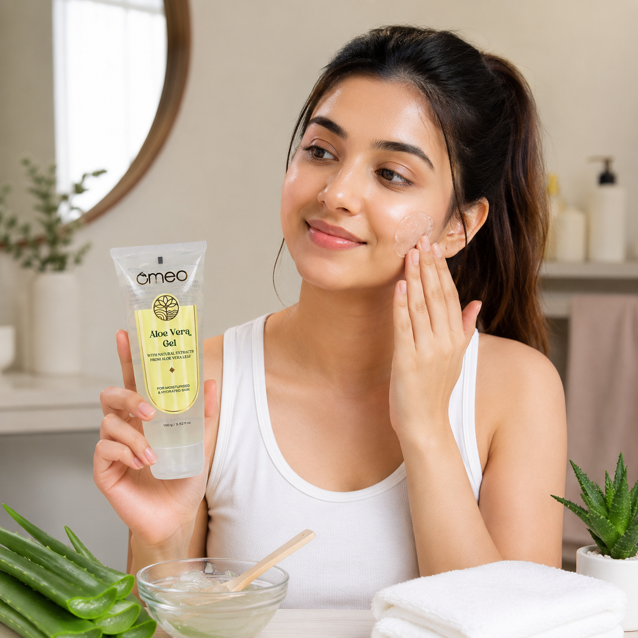 Apply Aloe Vera Gel gently on clean face