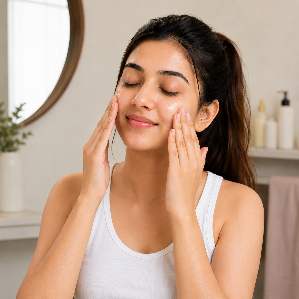 Massage softly in circular motion