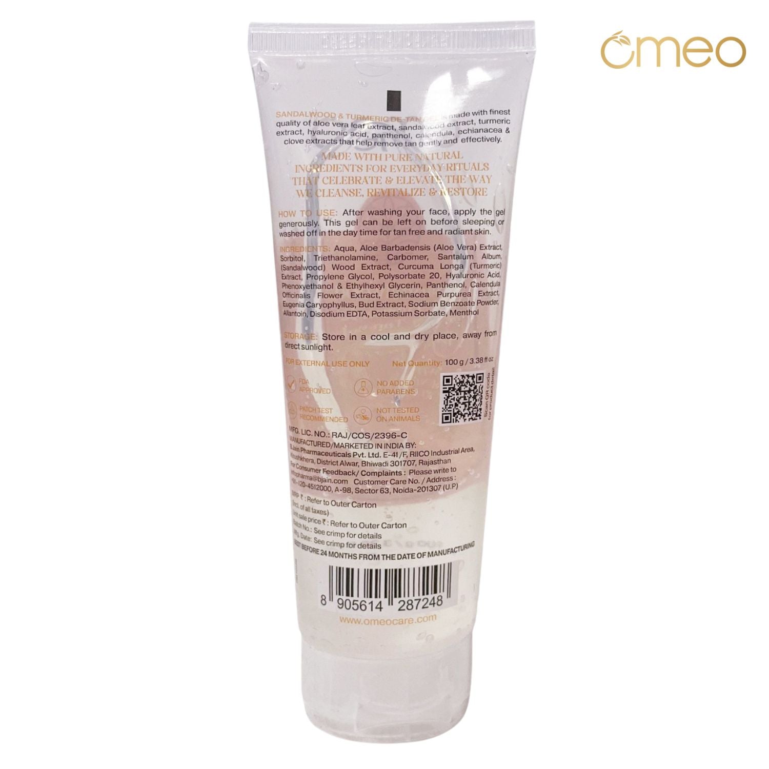 OMEO Sandalwood & Turmeric De-Tan Gel 100Gm back