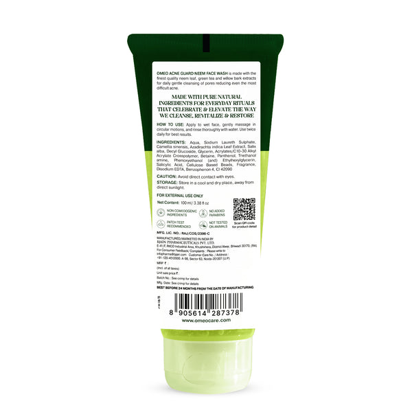Omeo Acne Guard Neem Face Wash (100ML) back