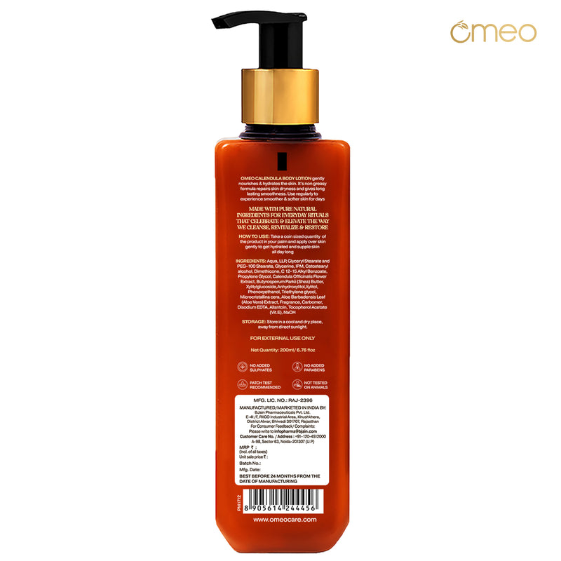 Omeo Calendula Body Lotion With Shea Butter, Hydrating (200ml) back