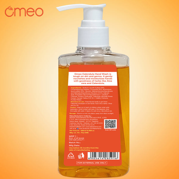 Omeo Calendula Hand Wash 500 ML back