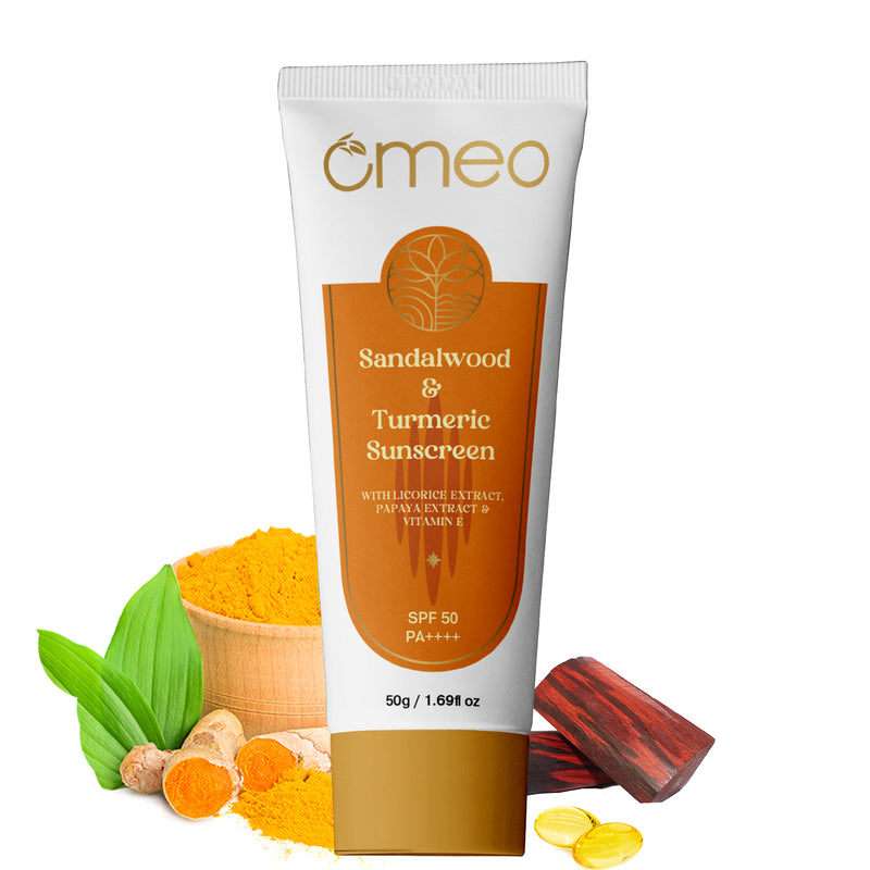 Omeo Sandalwood Turmeric Sunscreen SPF 50 With PA Protection 50G Omeo Sandalwood Turmeric Sunscreen Spf 50 With Pa Protection 50g